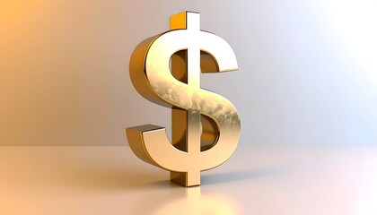 A polished gold dollar sign symbol stands prominently against a minimalist backdrop.