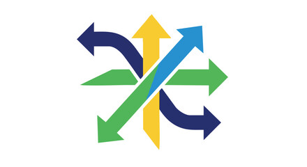 Converging arrows represent multidirectional strategy and dynamic growth options, showcasing multiple pathways, a vector design, and strategic