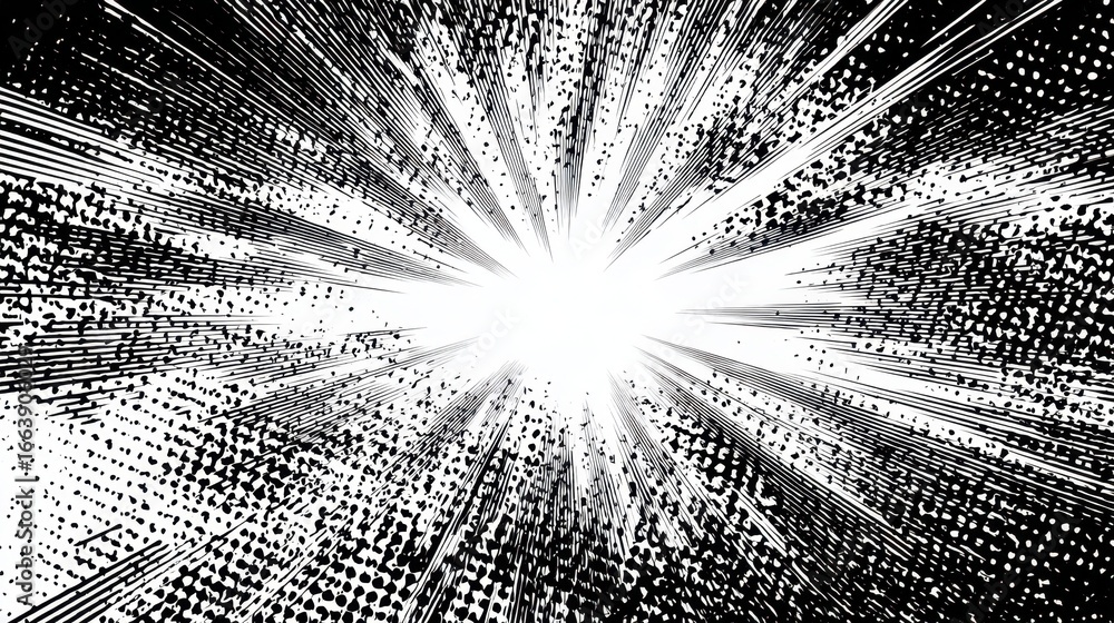 Aufkleber dynamic abstract burst of light with radiating lines and dot patterns for creative designs and illus