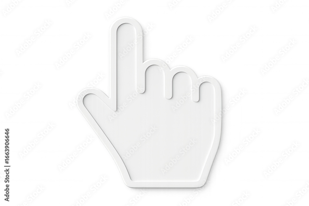 Fototapete 3d rendering of a white hand cursor, pointing upwards on a transparent background, symbolizing navig
