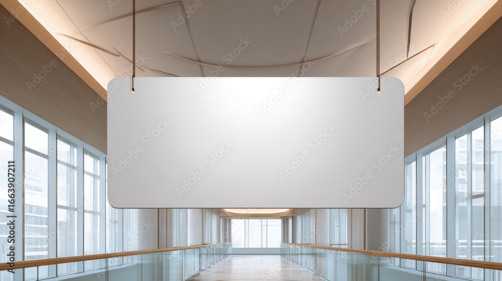 Poster clean and modern interior design space with blank signage ready for custom text or graphics