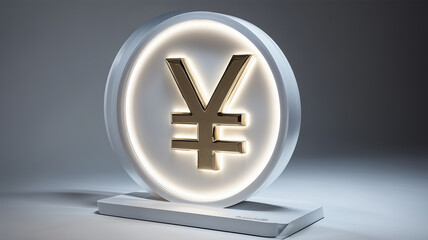 Obraz premium 縁発光の吹き出しと円記号オブジェ