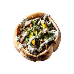 Delicious Mushroom and Vegetable Pita Bread Bowl with Creamy Sauce