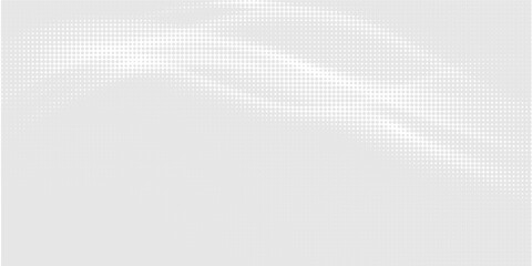 Flowing dots particles wave pattern halftone gradient curve shape isolated on white background. Vector in concept of technology, science, music, modern.