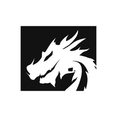Black silhouette design simple dragon logo animal legend template illustration