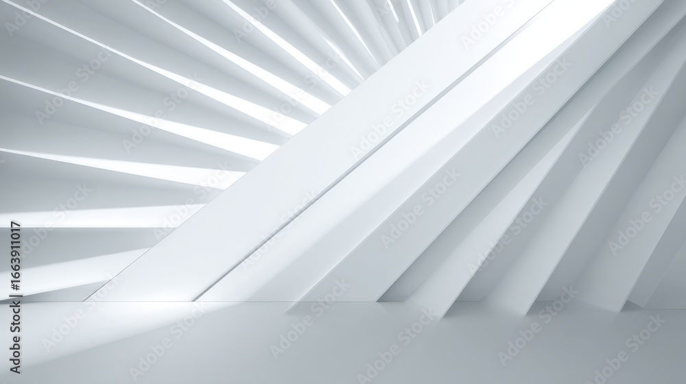 Poster abstract white geometric composition with triangular shapes and sharp angles in modern design aesthe