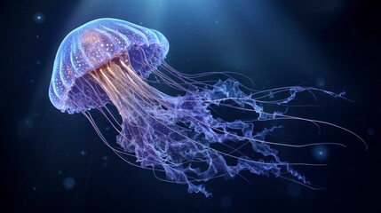 Beautiful glowing jellyfish underwater