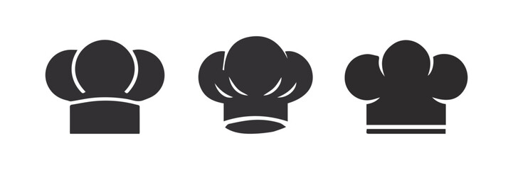 Chef hat black vector illustration, kitchen silhouette.	

