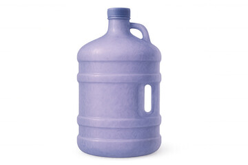 Reusable large plastic water bottle with carrying handle, photographed in studio setting against transparent backdrop