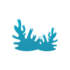 coral logo underwater seaweed plant simple template design marine decoration
