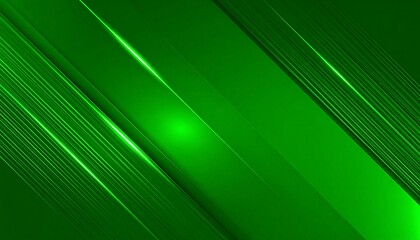 A vibrant green abstract design features diagonal lines with a luminous, glowing effect.