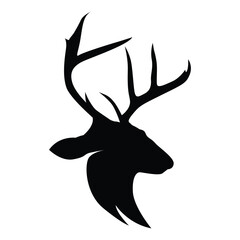 simple black silhouette deer logo vintage design deer forest animal hunter