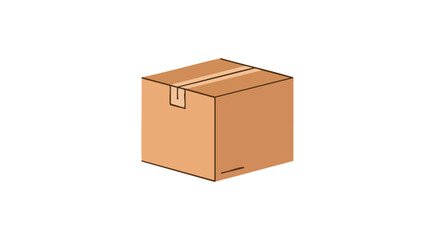 Single cardboard box illustration, simple and clean design emphasizing packing logistics or moving preparations for delivery