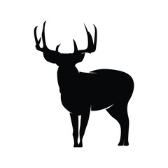 Naklejka premium simple black silhouette deer logo vintage design deer forest animal hunter