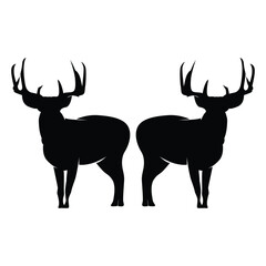 simple black silhouette deer logo vintage design deer forest animal hunter