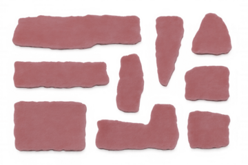 Collection of pink ripped paper scraps with a transparent background, perfect for adding a touch of texture to designs