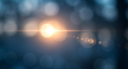 Abstract Blue Bokeh Background with Light Flare