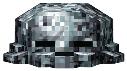 Pixelated, gray-toned, dome-shaped object