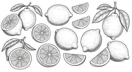 Hand-drawn vector illustration of fresh, healthy, sweet, and juicy apple and walnut food and fruit