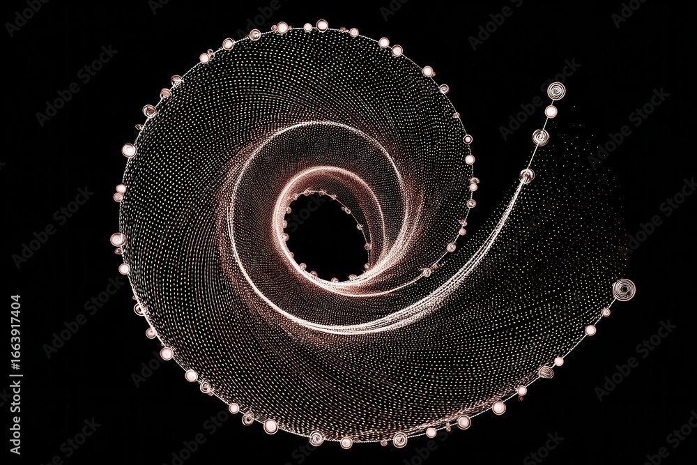 Aufkleber a spiral pattern of interconnected dots and lines forming a swirling vortex on a black background vi
