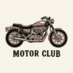 A vintage motorcycle logo design illustration for a motor club.  Retro style design.