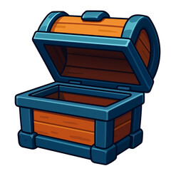 Open Treasure Chest Cartoon Icon for Game Inventory