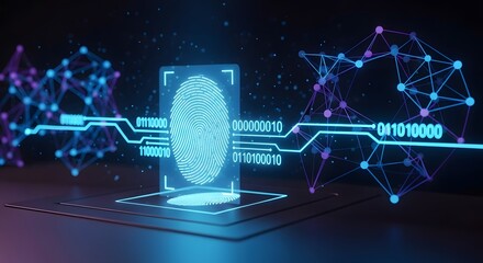 Biometric fingerprint scan with digital network and binary code
