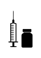 Silhouette of a Syringe and Medicine Vial