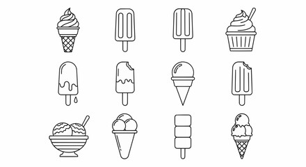 Sweet Treats Vector Illustration Icon Collection of Ice Cream