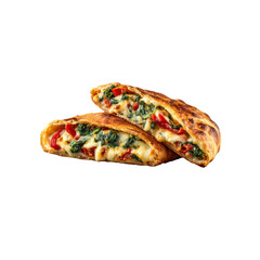 Delicious Spinach and Roasted Red Pepper Stromboli - Two halves