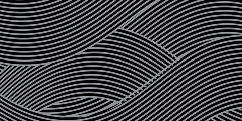 Abstract black glowing geometric lines modern shiny gray circle lines pattern, Modern black gray gradient rings.