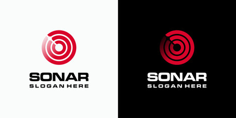 Abstract radar detector wave vector logo design. Icon for business, military, fishing and personal branding.
