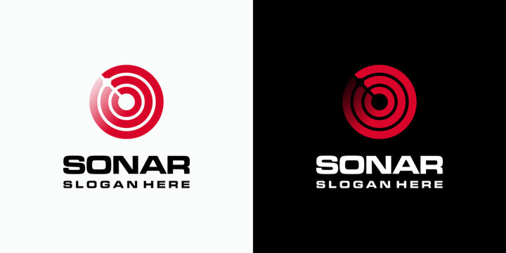 Abstract radar detector wave vector logo design. Icon for business, military, fishing and personal branding.