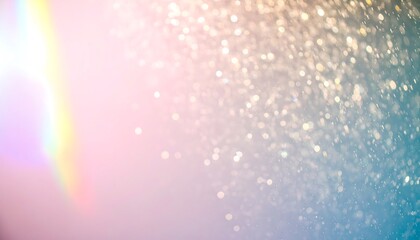 A soft, dreamy background featuring a rainbow and sparkling light effects.