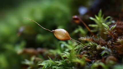 Moss seed capsule close up