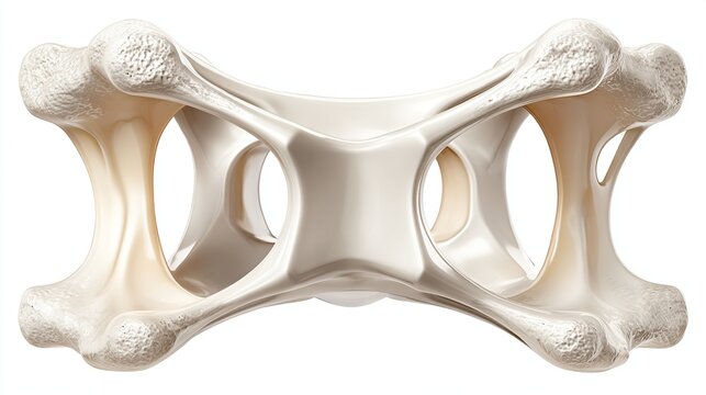 Bone structure featuring a cross-like, intricate, white skeletal framework