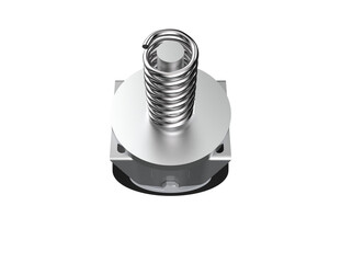 Heavy-Duty Industrial Caster Wheel: Spring-Loaded for Shock Absorption, Featuring a Robust Metal Fork and Black Rubber Tire, Perfect for Equipment, Trolleys, and Furniture on Transparent PNG Backgroun