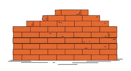 Obraz premium Hand-drawn brick structure with staggered layout, symbolizing robust architecture and solid construction design featuring rough textured illustration