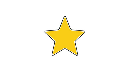Obraz premium Radiant yellow star with a black outline on a plain white background ideal for decorative elements and graphic design projects