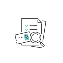 書類審査のベクターアイコン (身分証明書と必要事項のチェック)