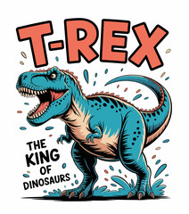 This vibrant T-Rex illustration captures its fierce expression and charming design, perfect for children's art, educational materials, and dinosaur-themed products.