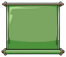 Obraz premium Blank green cartoon scroll with gold handles for ancient messages or maps