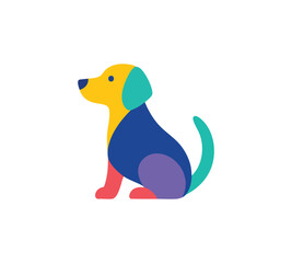 Colorful Geometric Dog Illustration in Modern Flat Style