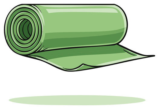 green yoga mat rolled out clip art preview