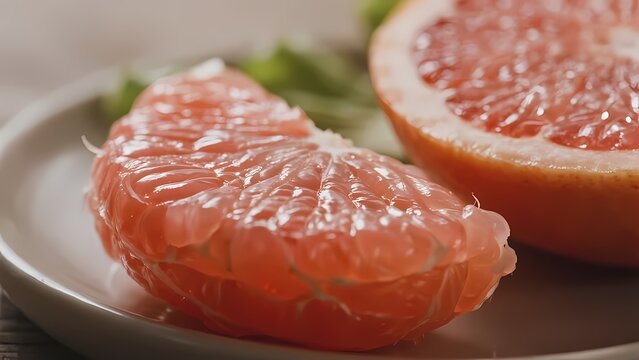 Freshly Sliced Grapefruit on a Plate