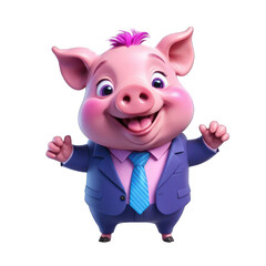 Cheerful Pig in a Suit