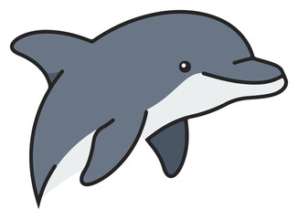 Grey and white bottlenose dolphin illustration. Ideal for childrens book illustrations, educational materials, and naturethemed designs.