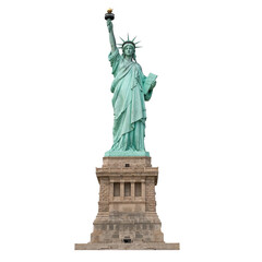 Iconic statue symbolizing liberty and freedom with intricate details set against darkness