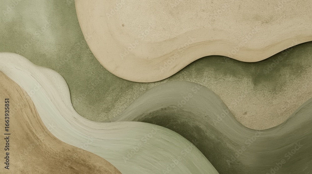 Poster abstract serenity: a close-up view of an abstract design featuring soft, flowing curves in calming, 