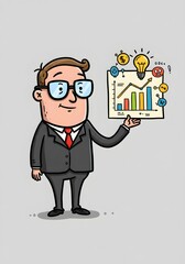 Businessman Presenting Financial Growth Chart - Business Success Concept